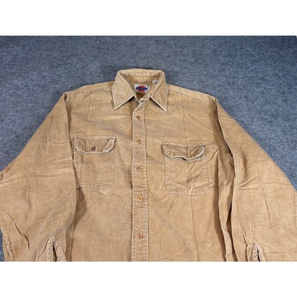 VINTAGE 90s Dickies Shirt Mens Large Brown Corduroy Retro Workwear Overshirt - Picture 5 of 6